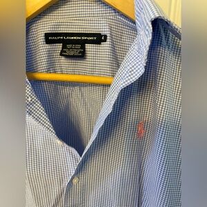 Ralph Lauren Sport blue/white mini check button down shirt